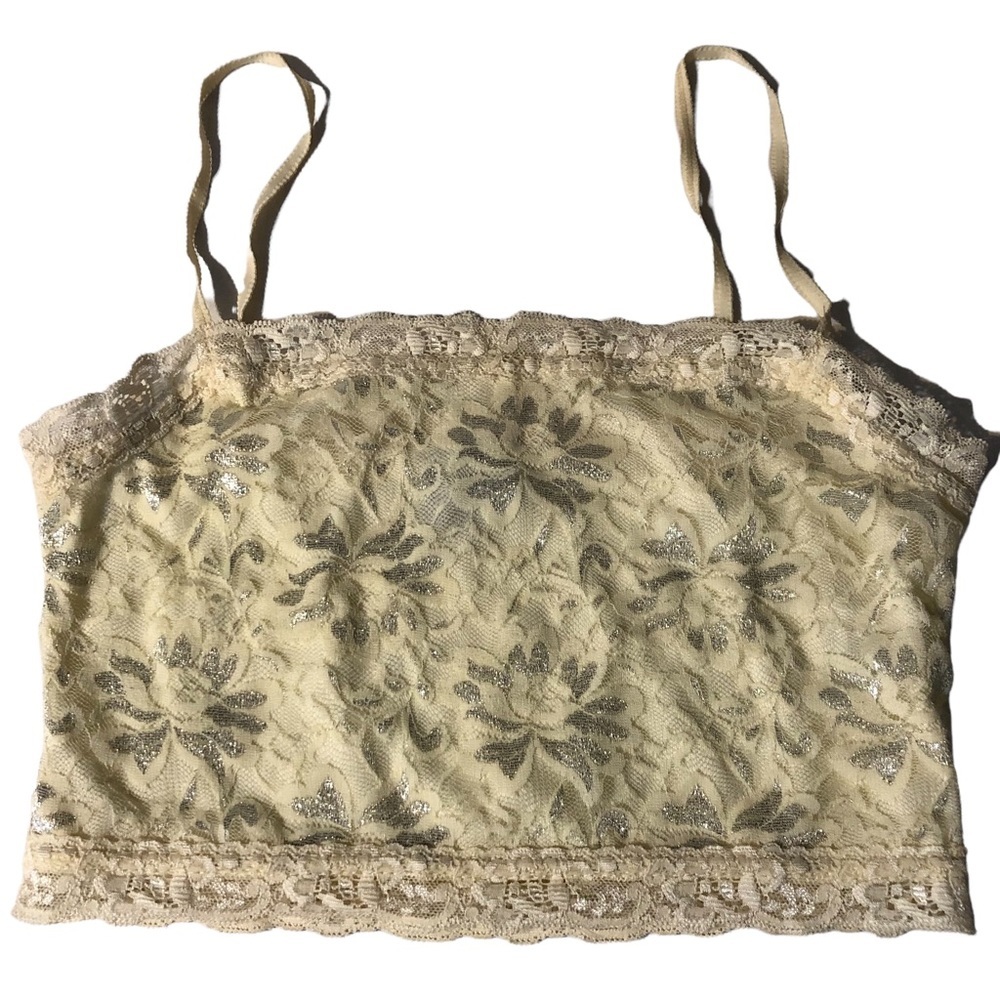 𝅺Lace Metallic Crop Layering Cami